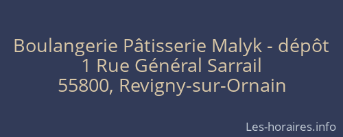 Boulangerie Pâtisserie Malyk - dépôt