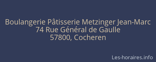 Boulangerie Pâtisserie Metzinger Jean-Marc