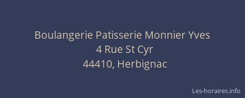 Boulangerie Patisserie Monnier Yves