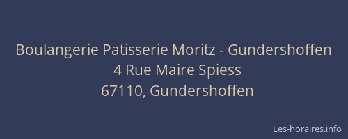 Boulangerie Patisserie Moritz - Gundershoffen