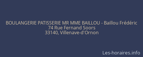 BOULANGERIE PATISSERIE MR MME BAILLOU - Baillou Frédéric
