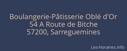 Boulangerie-Pâtisserie Oblé d'Or