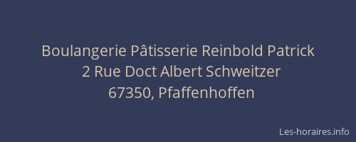 Boulangerie Pâtisserie Reinbold Patrick