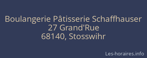 Boulangerie Pâtisserie Schaffhauser