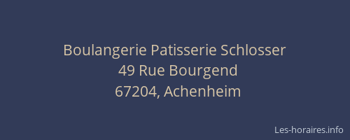 Boulangerie Patisserie Schlosser