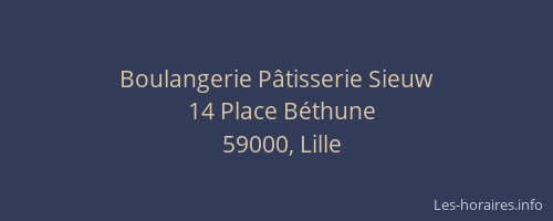 Boulangerie Pâtisserie Sieuw