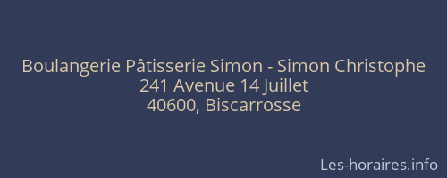 Boulangerie Pâtisserie Simon - Simon Christophe