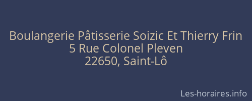 Boulangerie Pâtisserie Soizic Et Thierry Frin