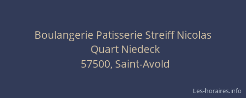 Boulangerie Patisserie Streiff Nicolas