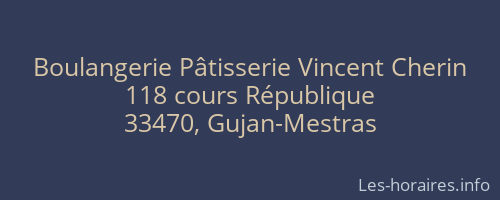 Boulangerie Pâtisserie Vincent Cherin