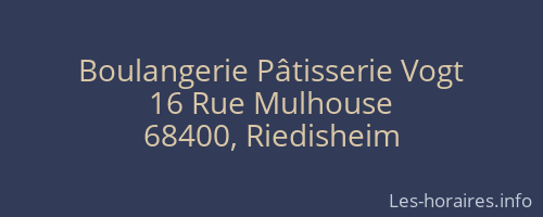 Boulangerie Pâtisserie Vogt