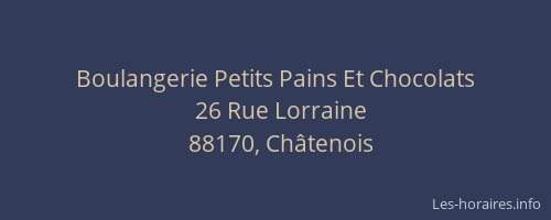 Boulangerie Petits Pains Et Chocolats