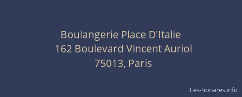 Boulangerie Place D'Italie