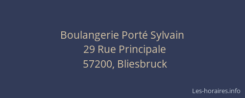 Boulangerie Port&eacute; Sylvain