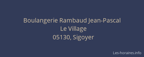 Boulangerie Rambaud Jean-Pascal