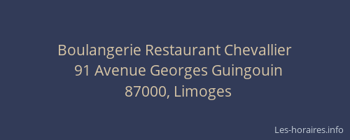 Boulangerie Restaurant Chevallier