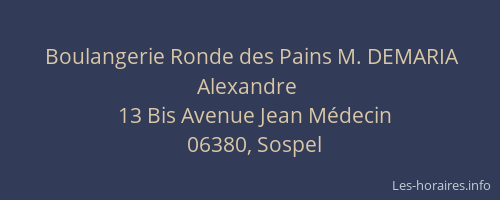 Boulangerie Ronde des Pains M. DEMARIA Alexandre