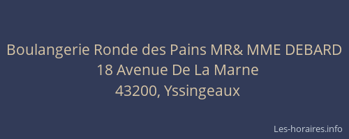 Boulangerie Ronde des Pains MR& MME DEBARD