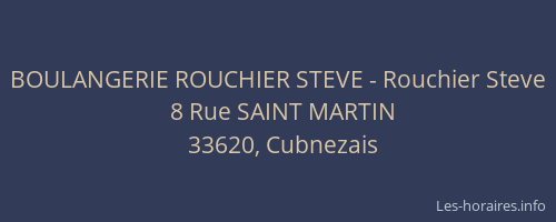 BOULANGERIE ROUCHIER STEVE - Rouchier Steve