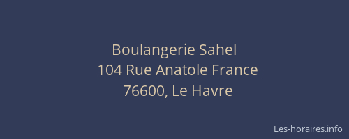 Boulangerie Sahel