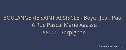BOULANGERIE SAINT ASSISCLE - Boyer Jean Paul