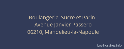 Boulangerie  Sucre et Parin