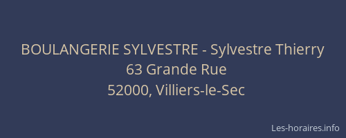 BOULANGERIE SYLVESTRE - Sylvestre Thierry