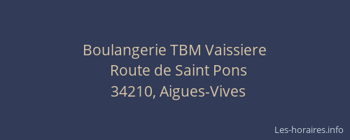 Boulangerie TBM Vaissiere