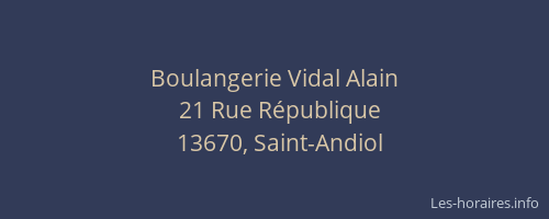 Boulangerie Vidal Alain