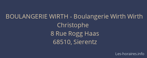 BOULANGERIE WIRTH - Boulangerie Wirth Wirth Christophe