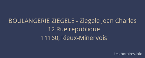 BOULANGERIE ZIEGELE - Ziegele Jean Charles