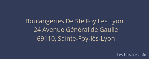 Boulangeries De Ste Foy Les Lyon