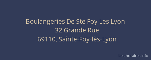 Boulangeries De Ste Foy Les Lyon