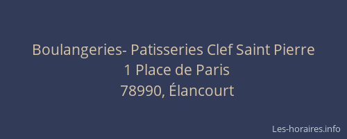 Boulangeries- Patisseries Clef Saint Pierre