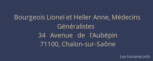 Bourgeois Lionel et Heller Anne, Médecins Généralistes