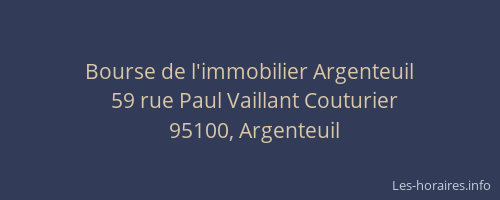 Bourse de l'immobilier Argenteuil