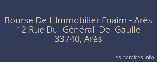 Bourse De L'Immobilier Fnaim - Arès