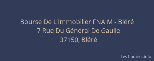 Bourse De L'Immobilier FNAIM - Bléré