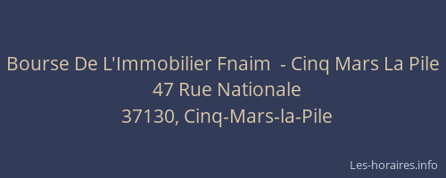 Bourse De L'Immobilier Fnaim  - Cinq Mars La Pile