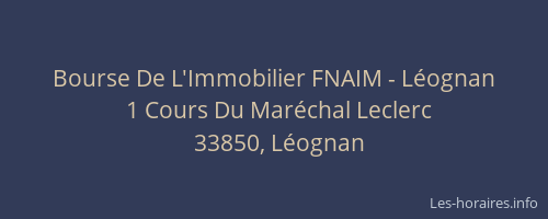 Bourse De L'Immobilier FNAIM - Léognan