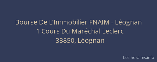 Bourse De L'Immobilier FNAIM - L&eacute;ognan
