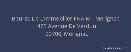 Bourse De L'Immobilier FNAIM - Mérignac
