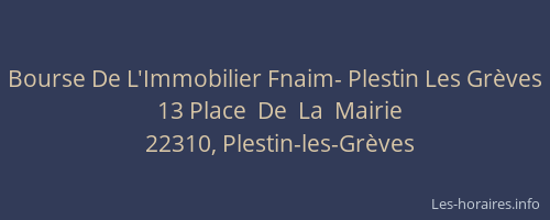 Bourse De L'Immobilier Fnaim- Plestin Les Grèves