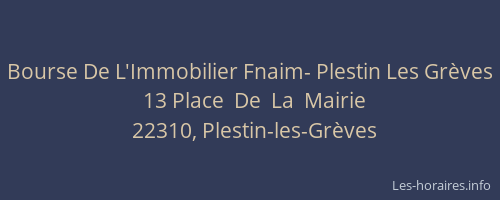 Bourse De L'Immobilier Fnaim- Plestin Les Gr&egrave;ves