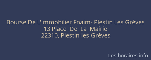 Bourse De L'Immobilier Fnaim- Plestin Les Grèves