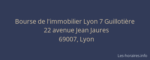 Bourse de l'immobilier Lyon 7 Guillotière
