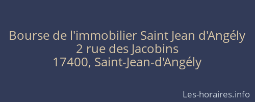 Bourse de l'immobilier Saint Jean d'Angély