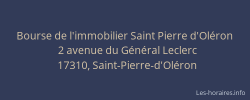 Bourse de l'immobilier Saint Pierre d'Oléron