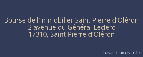Bourse de l'immobilier Saint Pierre d'Oléron