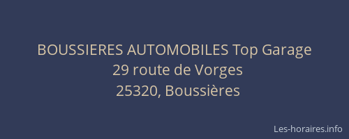 BOUSSIERES AUTOMOBILES Top Garage